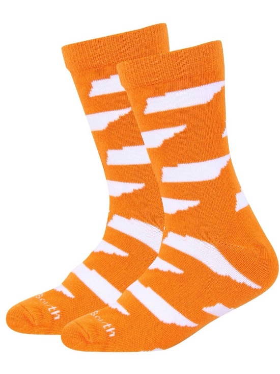 Barrel Down South Other - Men's Orange & White Tennessee Patterned Crew Socks